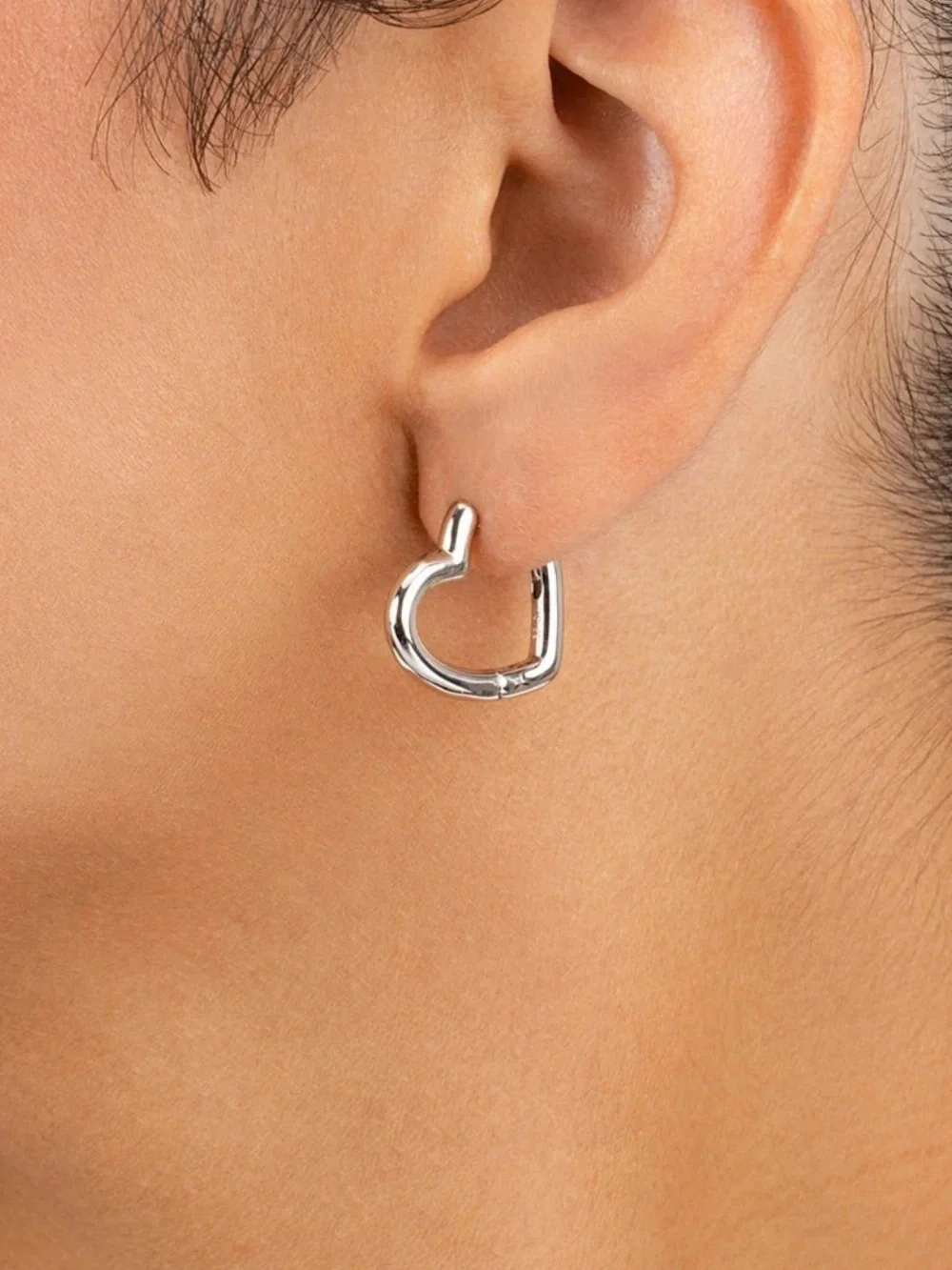 Sterling Forever Elle Heart Hoop Micro Earring